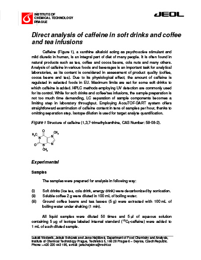 Direct analysis of caffeine